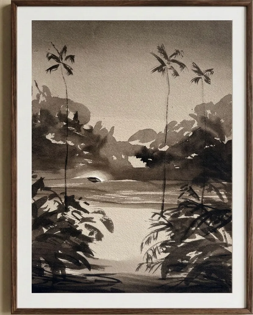 Temple, à l’encre — Encre sur papier de Raphaël Longo, 24 × 32 cm