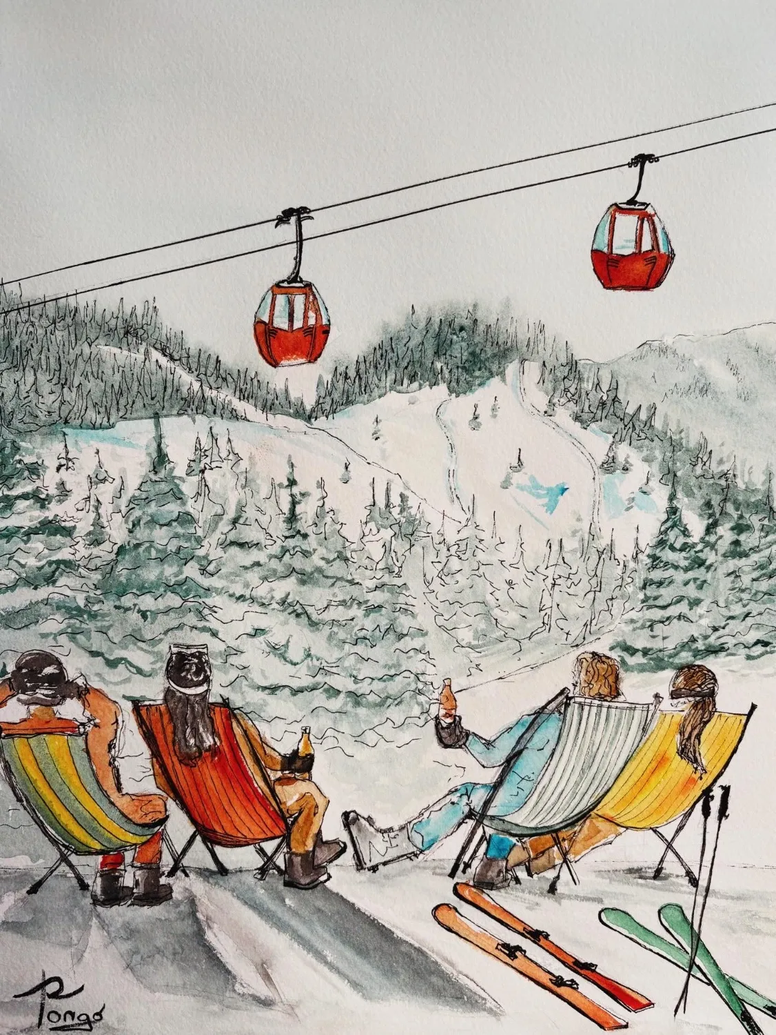 Pause au pied des pistes